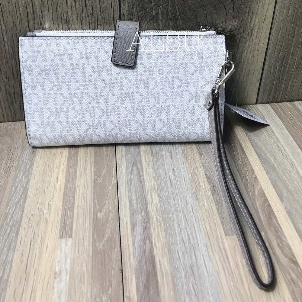 Michael Kors Doublezip Wris Wallet MiniLogo White - Picture 3 of 8